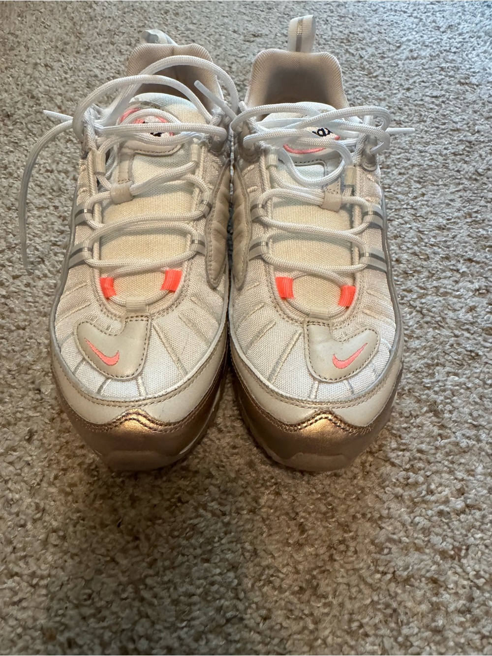 Nike Women’s White & Pink Accent Metallic-Trim Sneakers